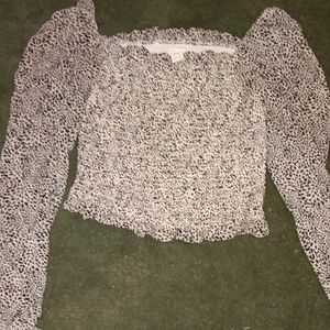 Japna Black and White Textured Blouse